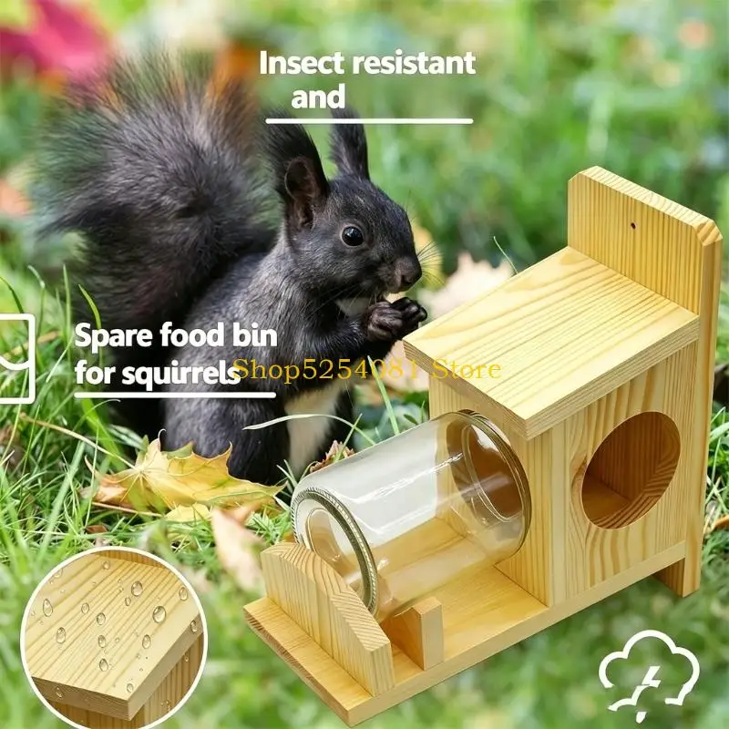 AXYC Wood Outdoor Squirrels Feeder For Tree Mounting Durable Garden Performances Easy Fill