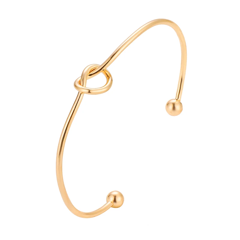 KINFOLK Trendy Round Circular Open Knot Cuff Bangle Bracelets For Women Elegant GoldColor Jewelry Noeud Armband Pulseiras