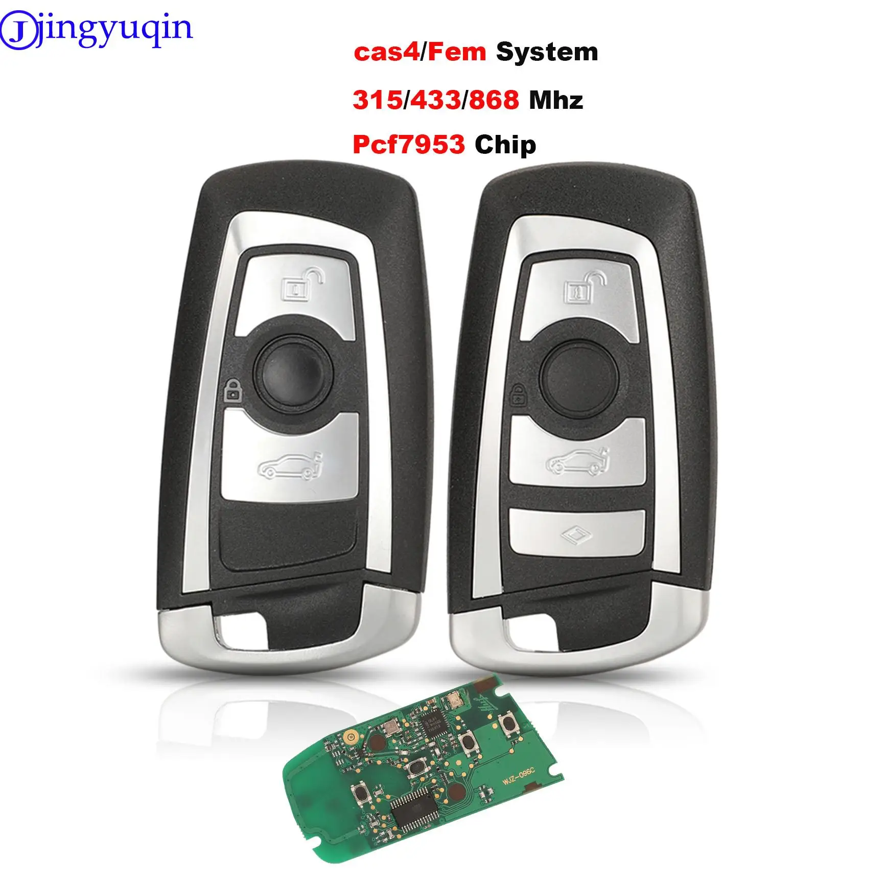 Jingyuqin cas4/fem 868/315/433mhz pcf7953 chave remota do carro para bmw 2 3 4 5 6 7 x3 x4 série auto vehichle alarme keyless fob