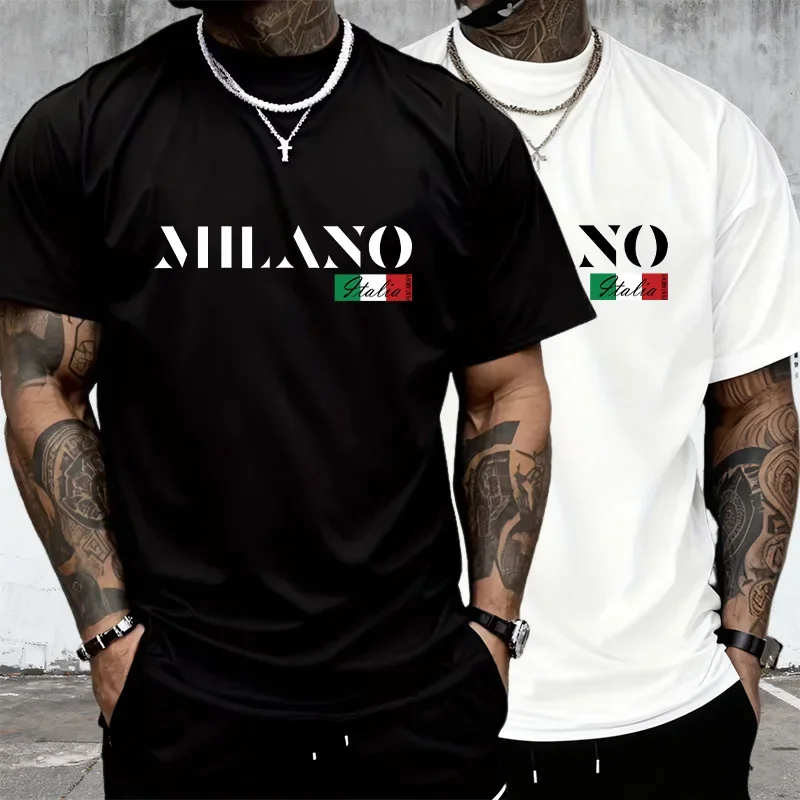 Hochwertiges Herren-T-Shirt, bedruckt, Baumwolle, kurzärmelig, täglich, lässig, T-Shirts, Outdoor-Sport, Joggen, weiches schwarz-weißes Straßen-T-Shirt