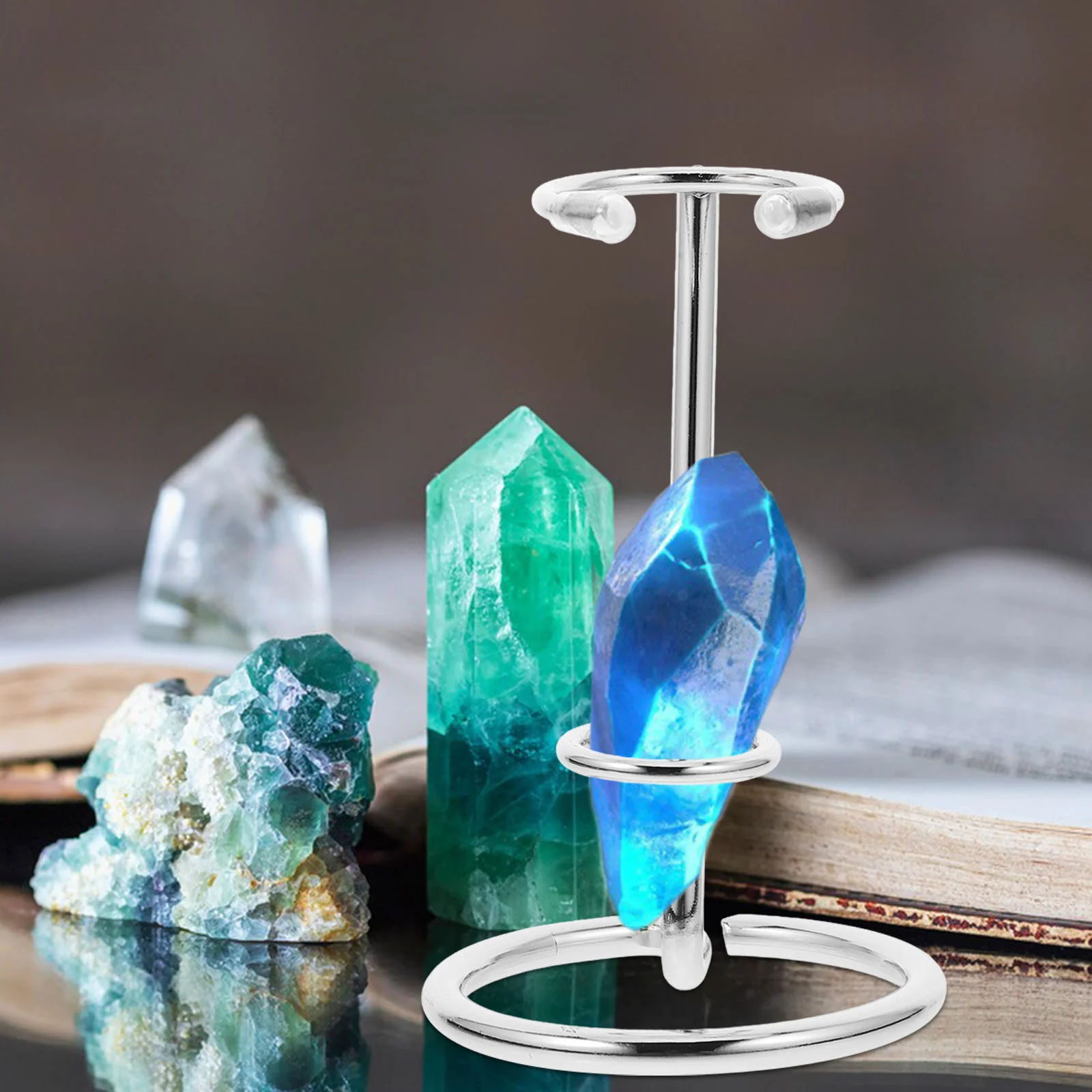 Crystal Stand Display Mineral Light Rock Stands for Monitor Wand Ball Pedestal Wooden