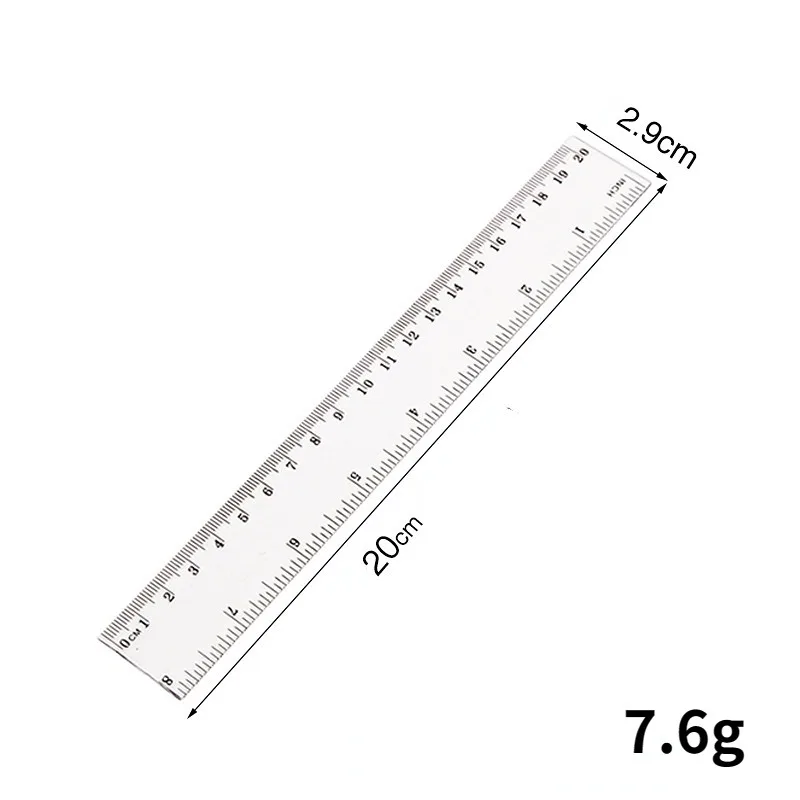 15/20/30cm Transparent Plastic Ruler Blue Color Simple Style Portable Tool Cute for Student School & Office Stationery