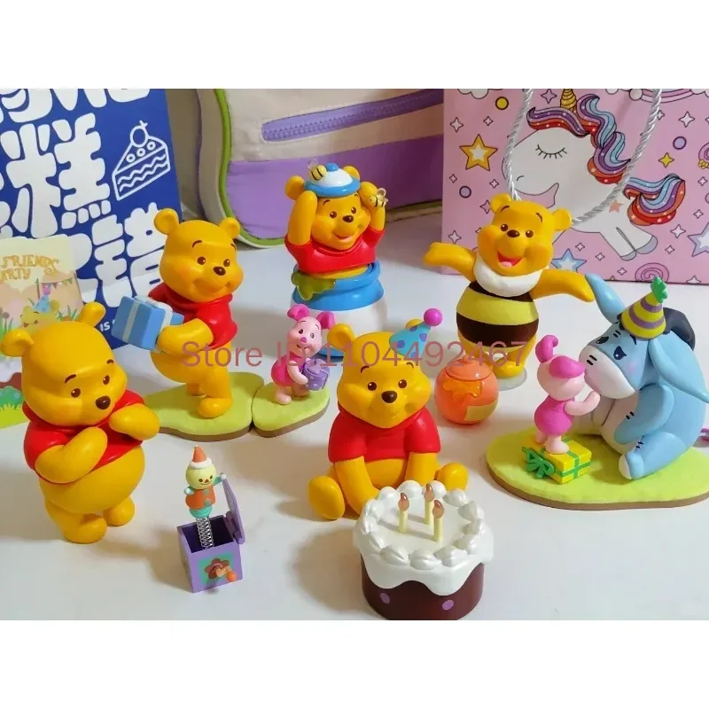 Miniso Winnie the Pooh Old Friend Party Theme กล่องตาบอดรูป Kawaii น่ารักของเล่นเด็กวันเกิด Xmas ของขวัญอินเทรนด์สะสม