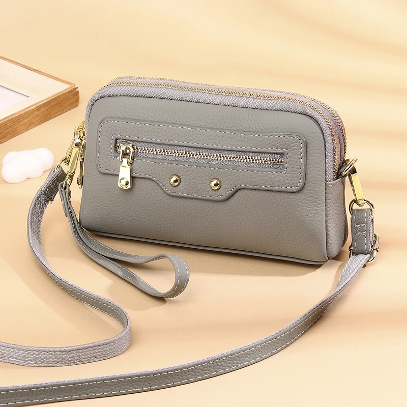

Genuine Leather ladies Clutch wallet Wrist purse Cowhide Women Shoulder Bag Fashion Crossbody Bag for ladies Cell phone bag