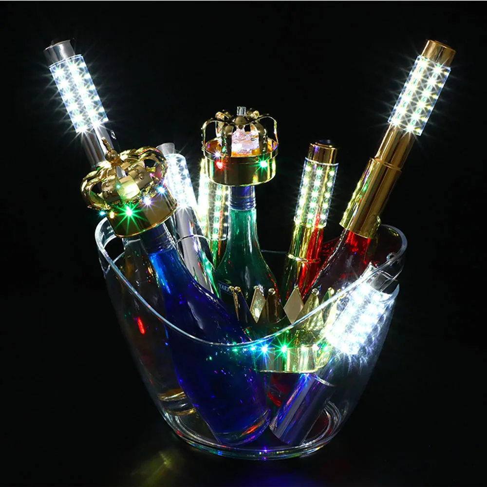 Bar Party Celebration Wedding Use LED Light Wisky Shampagne Beer Red Wine Bottle Decoration Cap King Queen Crown