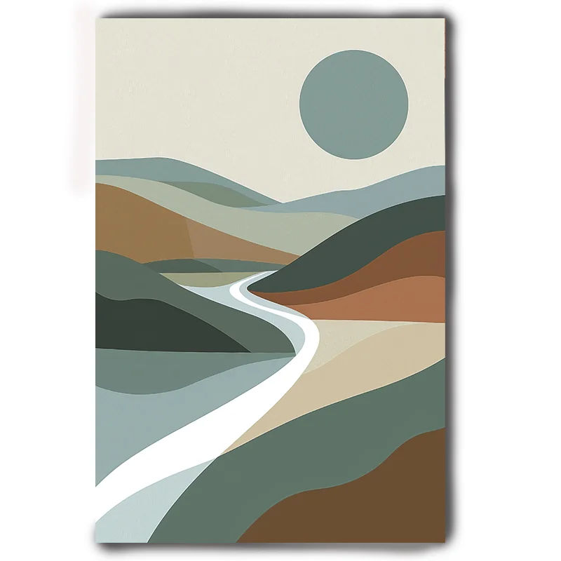 Wal und Herz des Ozeans Gemälde Abstrakter Stil Flache Illustration Geometrischer Stil Home Wanddekoration Dekoratives Gemälde