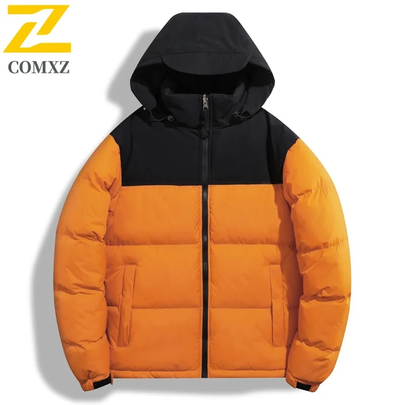 

COMXZ Outdoor Mountaineering Men Padded Jacket Casual Hooded Thickened Warm Parka Casual Splicing Hiking Windproof Winter