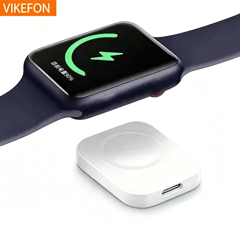 VIKEFON Magnetisches kabelloses Ladegerät für Apple Watch Serie 11 10 9 8 7 6 5 4 3 SE Typ-C-Anschluss Smartwatch Schnellladegerät
