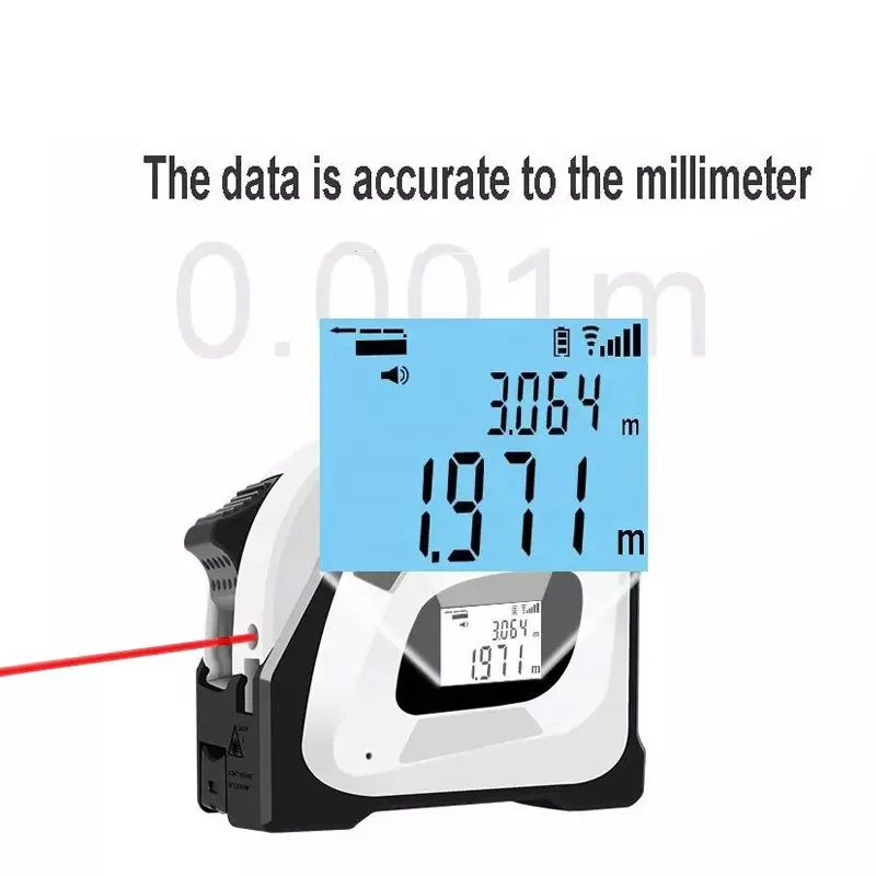 JBS جهاز قياس المسافة بالليزر بالأشعة تحت الحمراء الذكي بشريط 5 أمتار ومدى قياس 40 مترًا