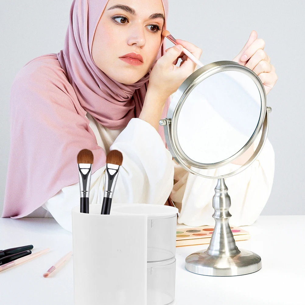 Multilayer Rotating Makeup ganizer Storage Box for Brushes Eyebrow Pencil Holder Bathroom Vanity Countertop Clear Display