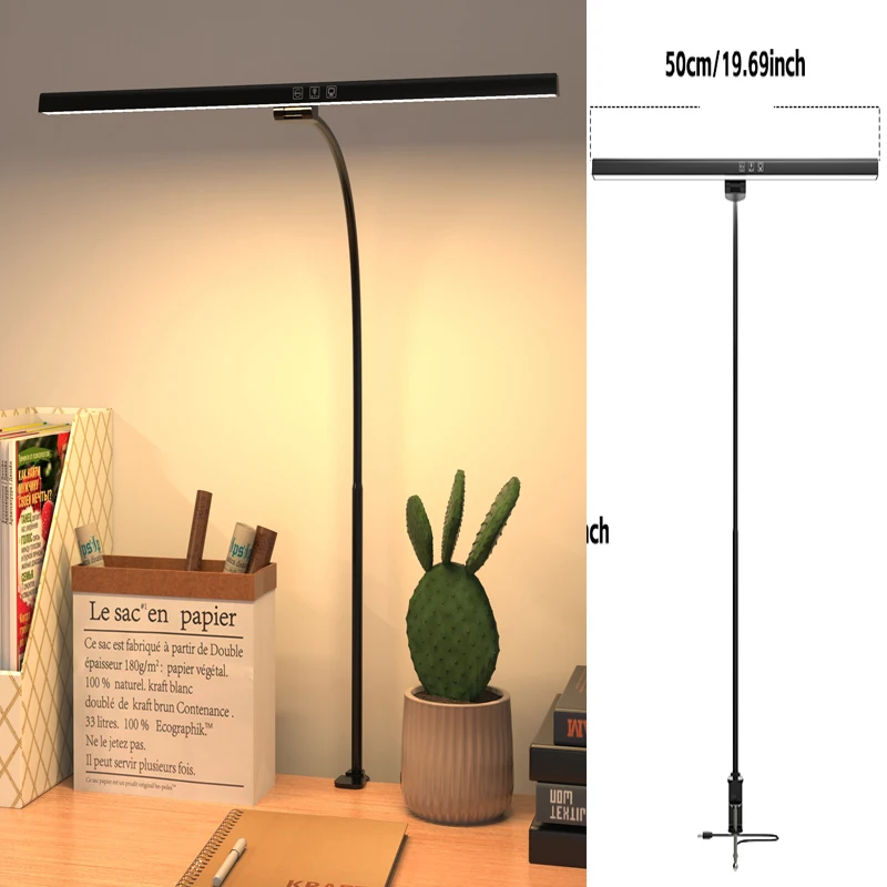LED Desktop Clamp Light Adjustable 3 color Stepless Dimming Bar For Office/Gaming/Study Computer Display Monitor Lighting Lamp