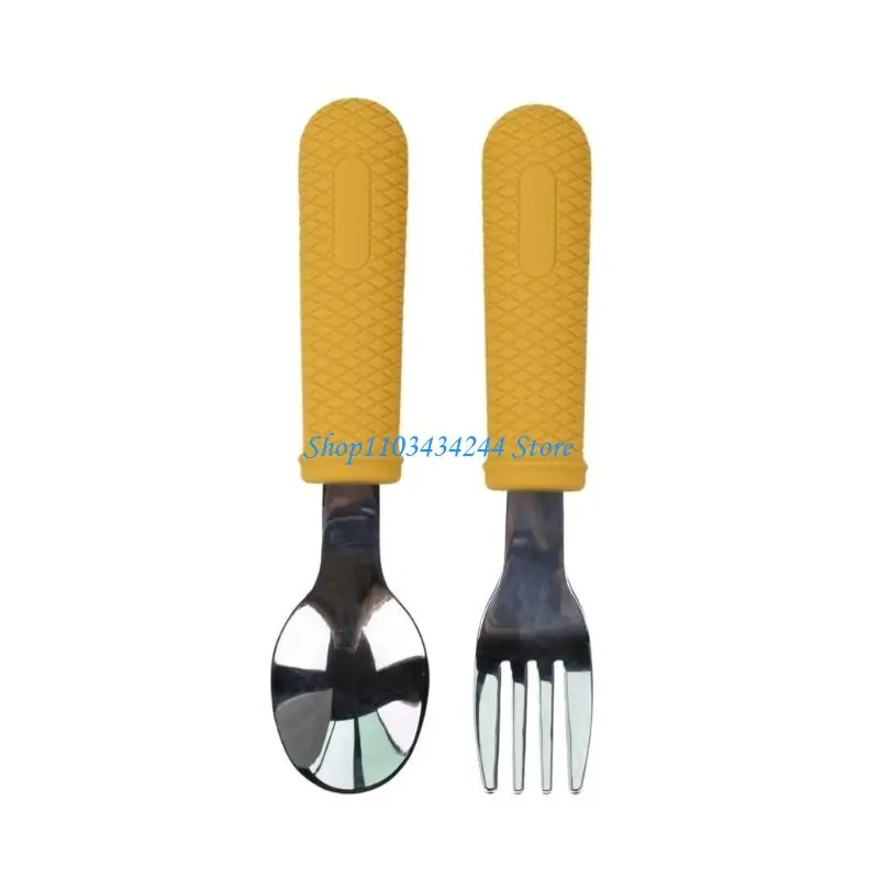 Children Cutlery Spoon Fork with Silicone Holding for Toddlers Baby Utensils