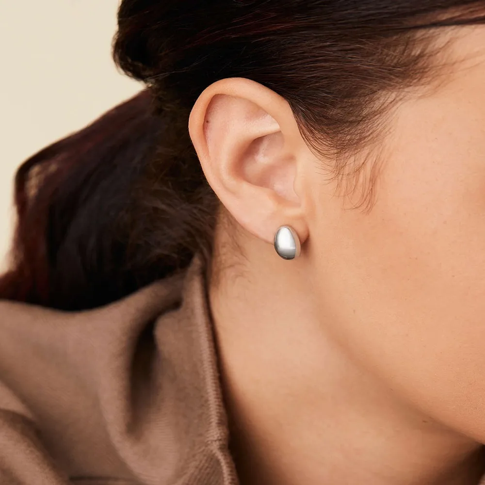 Smooth Dome Huggie 18K Gold Plated Earrings Minimalist Glossy Chunky Hoop Earring Elegant Daily Wear Jewelry Gift for Women view 2
