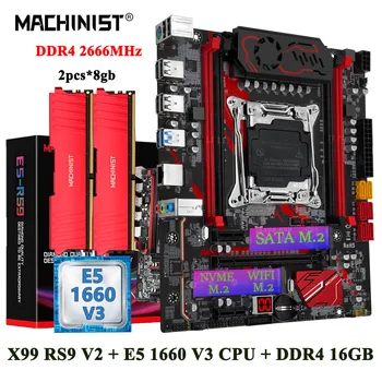 Makinist X99 RS9 anakart seti LGA 2011-3 kiti Xeon E5 1660 V3 CPU işlemci ile 16GB DDR4 2666mhz RAM bellek SSD NVME M.2