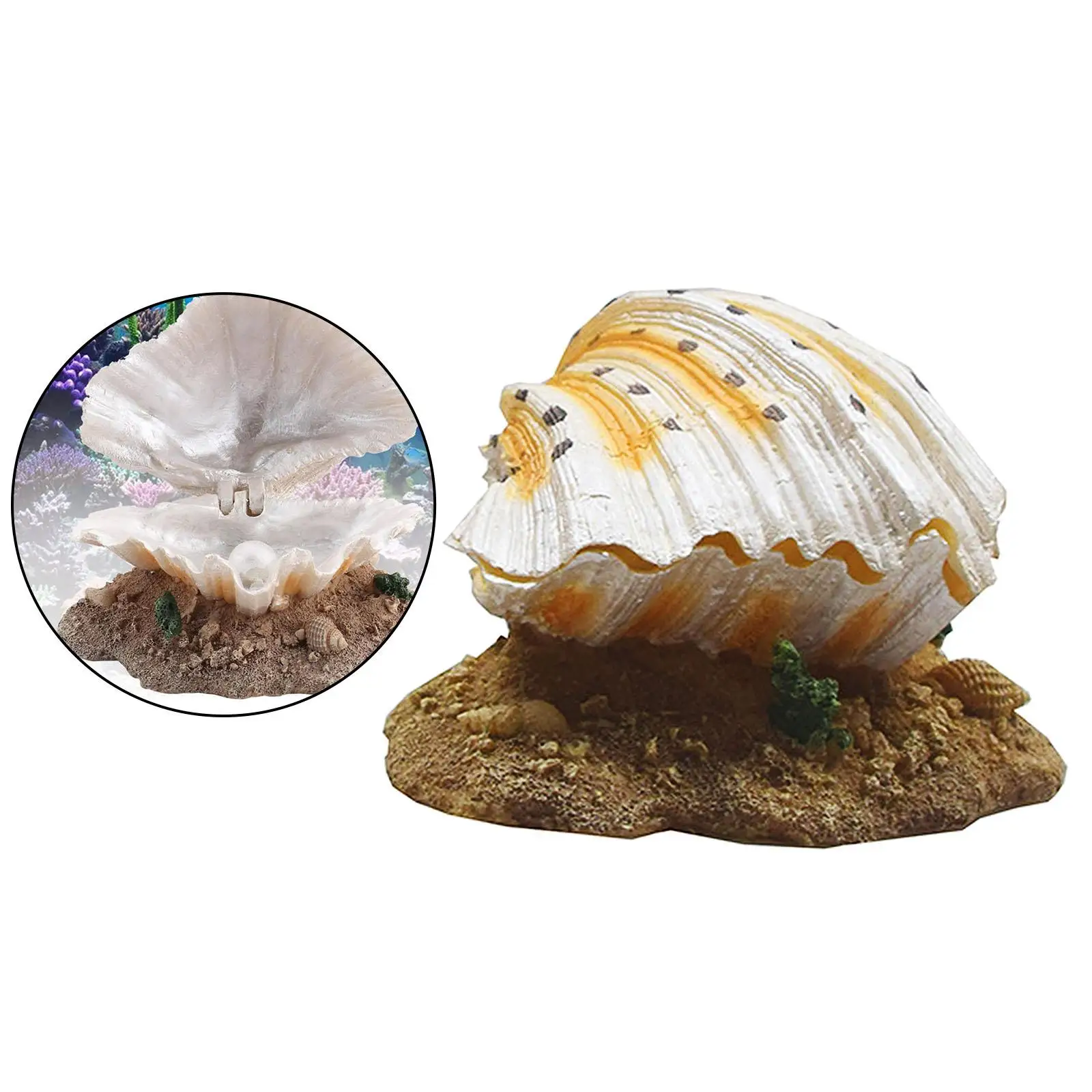 Resin Artificial Aquarium Shell Clam Pearl Decoration Stone Ornament Gift