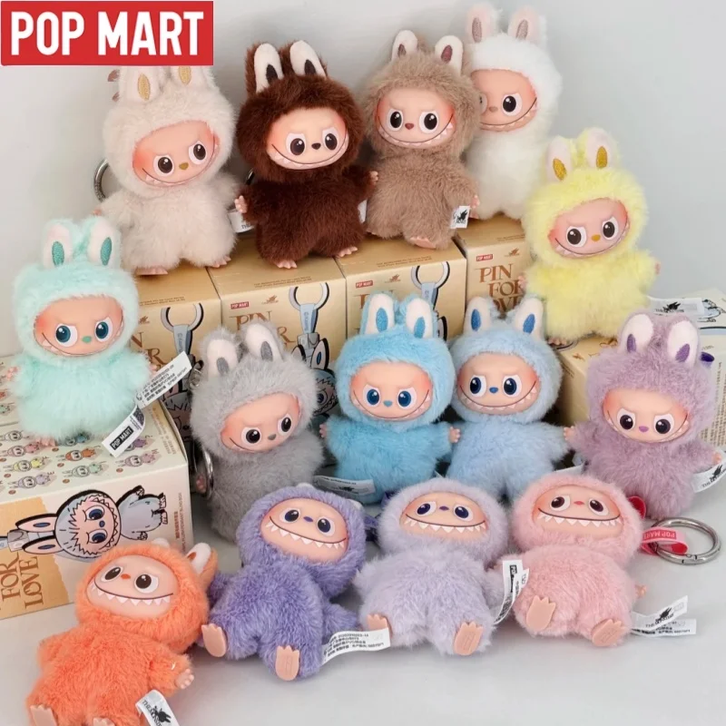 حقيقي POPMART Labubu الوحوش دبوس لسلسلة الحب صندوق أعمى V4 اللعب قلادة من الفينيل الديكور مفاجأة هدية صندوق غامض