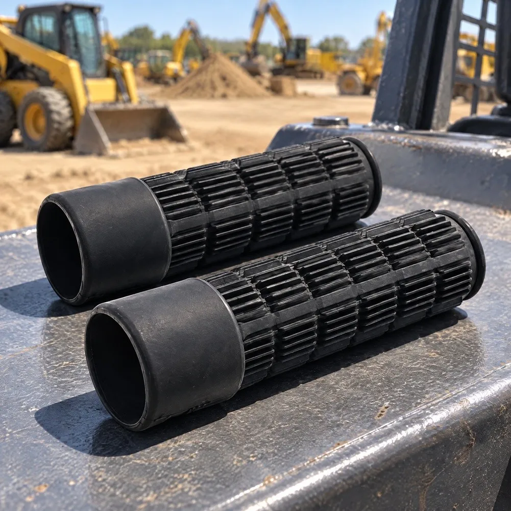 For Bobcat Skid Steer Rubber Handles for 751 753 763 - Resilient Rubber Material 20x15x5cm Textured Black Pair