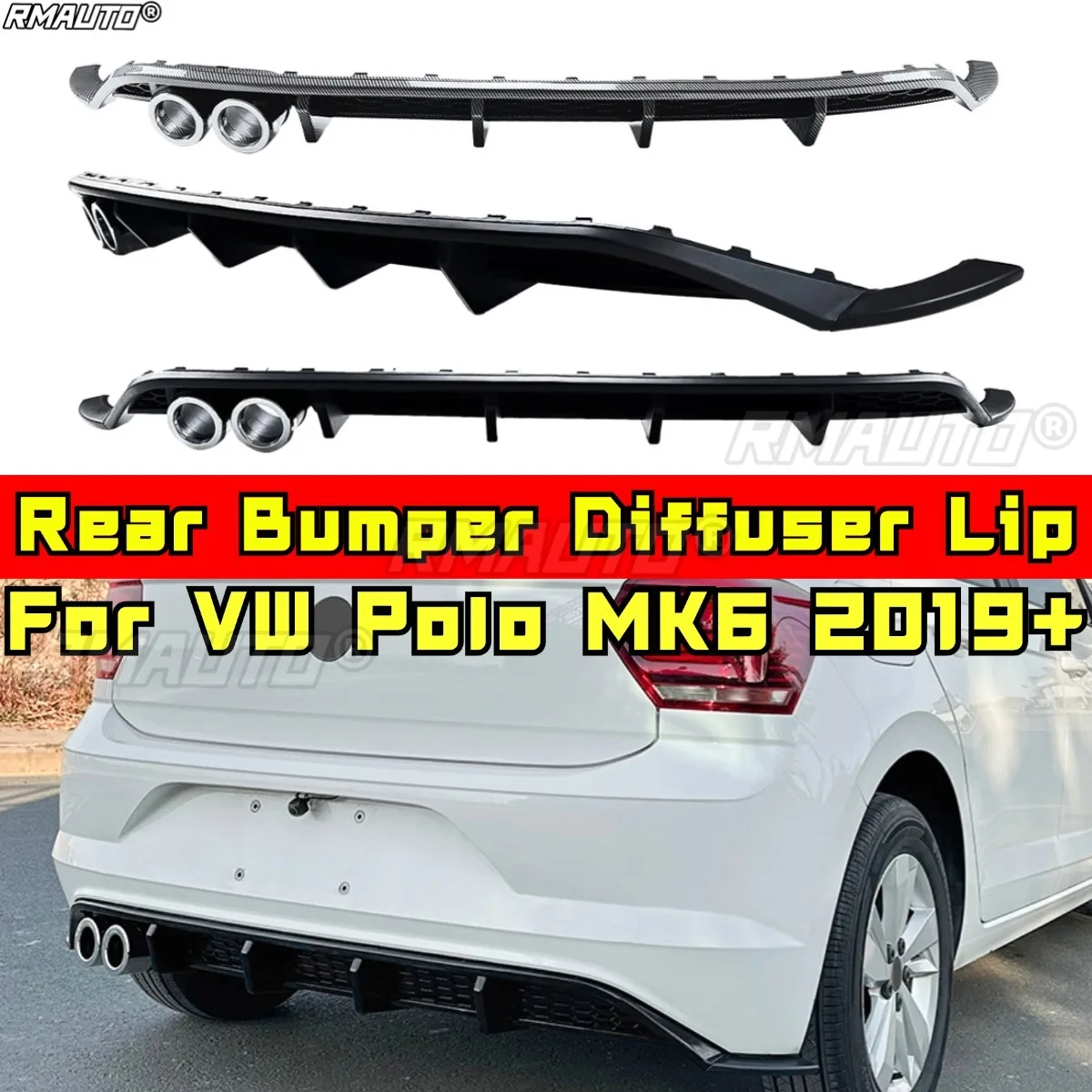 

Для VW Polo MK6 2019+ комплект кузова, диффузор заднего бампера, спойлер, сплиттер для губ, защитная крышка, автомобильные аксессуары