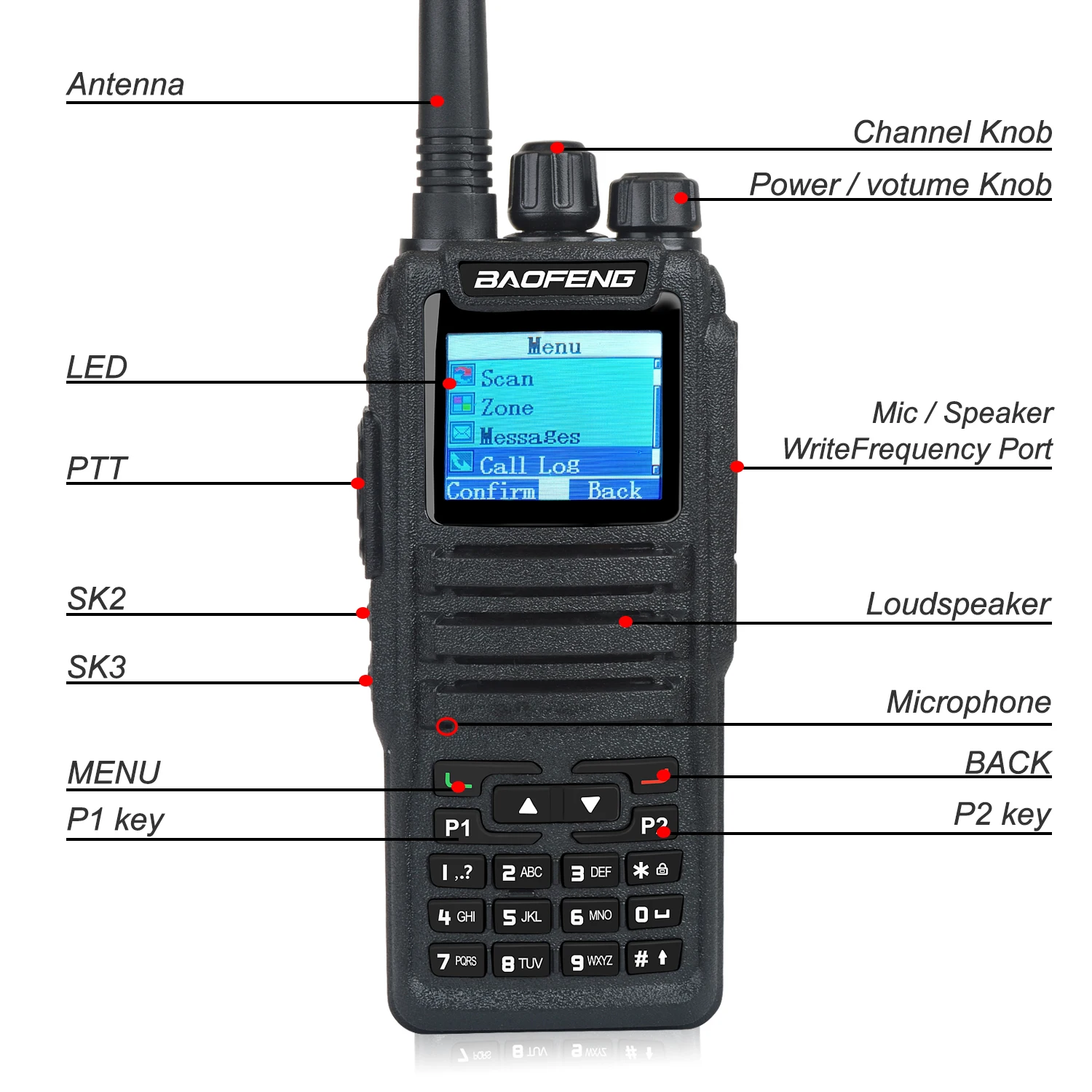 Baofeng-Walkie Talkie Digital y analógico, dispositivo de banda Dual FM, VHF 136-174MHz UHF 400-480MHz, DM-1701, DMR