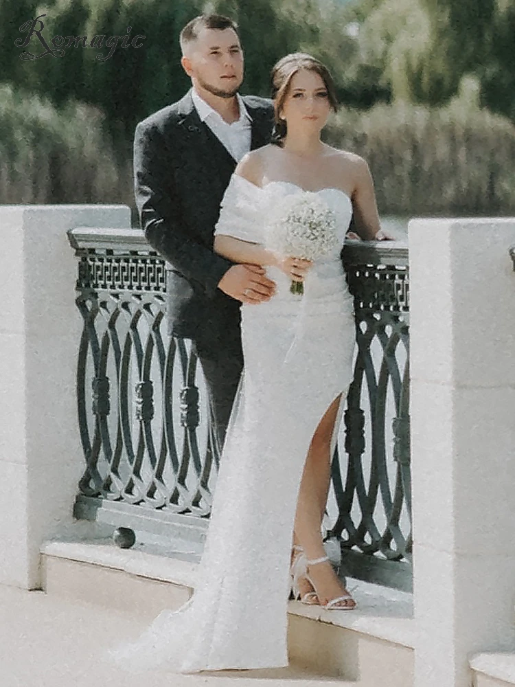 Vestido de noche de un hombro para mujer, traje Formal con abertura en la espalda, acolchado, elástico, fruncido, para fiesta de boda, verano, 2024