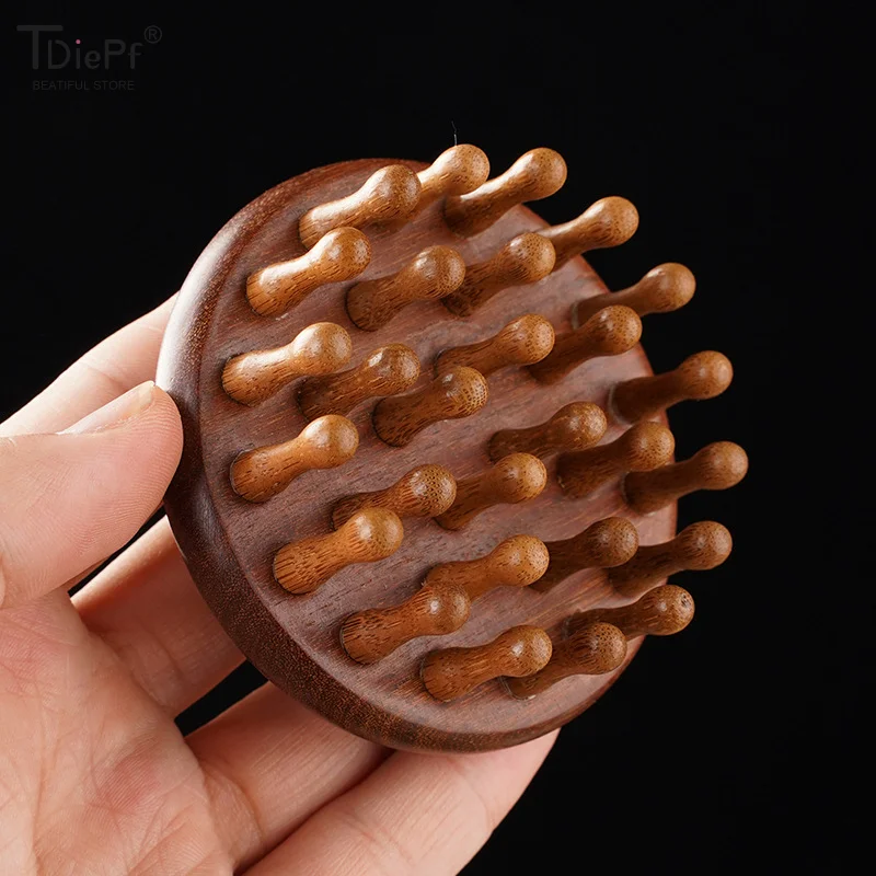 

1PC Multi-Functional Massage Comb Massage Tools Portable Circular Tooth Guasha Combs Wood Therapy Scalp Head Massager With Ring