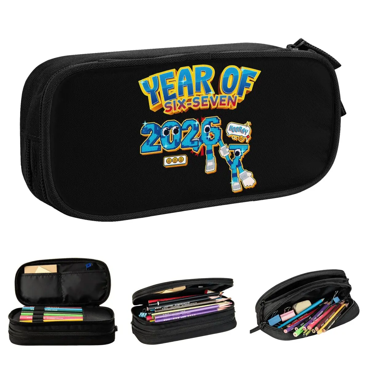 Six Seven Funny 2026-7 67 Brainrot New Year Pencil Cases New Italian Pen Holder Bag Boys Students School Cosmetic Pencilcases