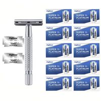 Double Edge Beard Hair Shaver Set Barber Men's Classic Beard Razor Shaver Stainless Steel Mens Household Trimmer Blades Box