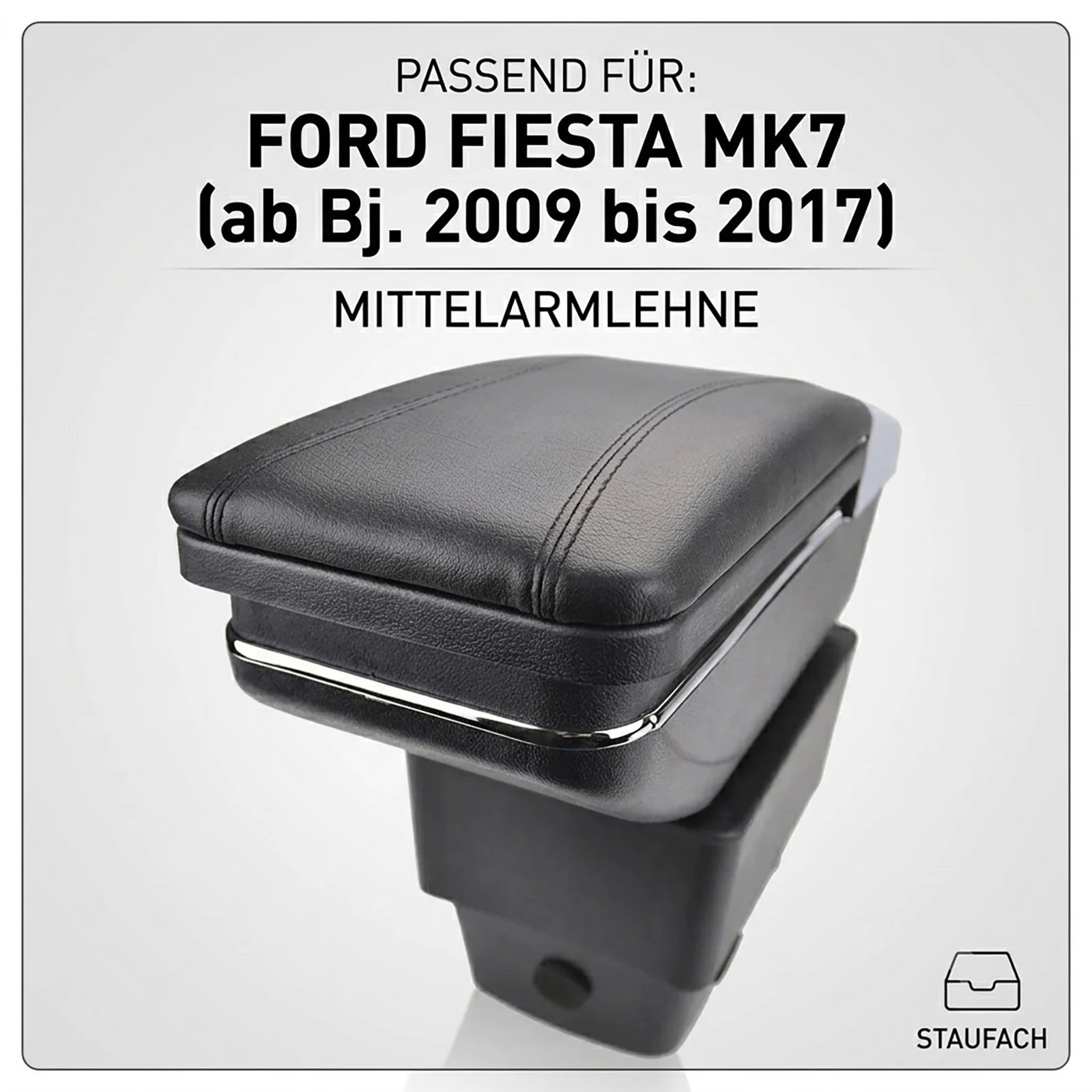 Armlehnen-Mittelkonsolen-Aufbewahrungsfach für Ford Fiesta MK7 2009 - 2017 Schwarz Auto