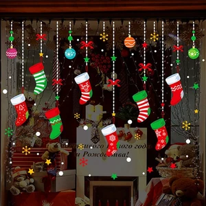 Janela Feliz Natal Adesivos, Adesivo de Parede, Decorações para Casa, Quarto das Crianças, Ano Novo, 2025, 2025 8 principais vendas autocolantes de parede desenhos - №6