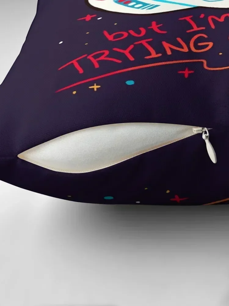 I'M TRYING ANYWAY Catstronaut Throw Pillow luxury throw pillow covers bed pillows home decor items pillow