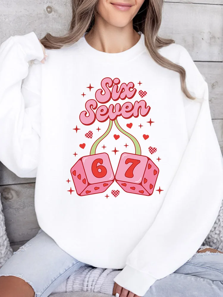 

Свитшот Dice with Six Seven женский с графическим принтом, повседневный пуловер с длинным рукавом, свободный крой, уличный стиль для осени и зимы