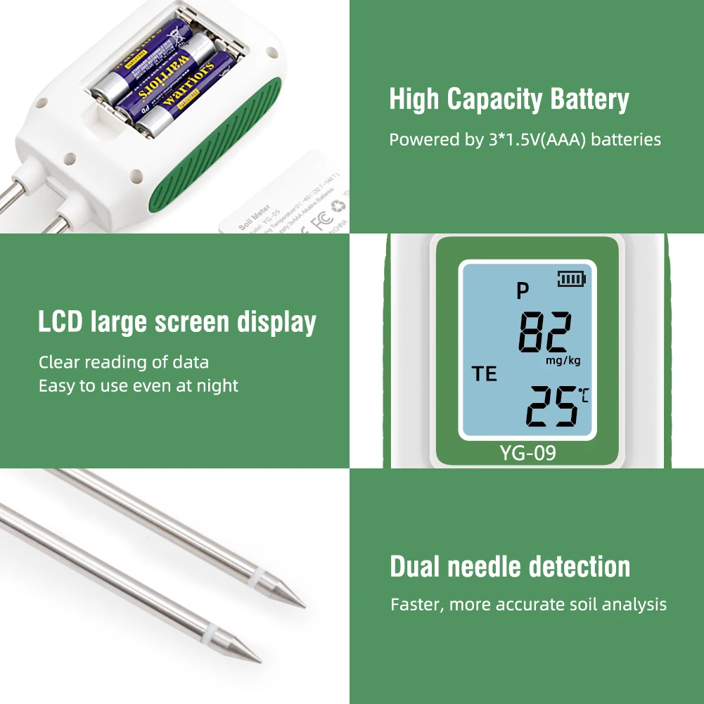 Imagem -05 - Yieryi em Npk Testador de Solo Temp Nitrogênio Fósforo Potásio Sensor Medidor de Nutrientes do Solo para Jardinagem Fazenda de Plantio em Vasos