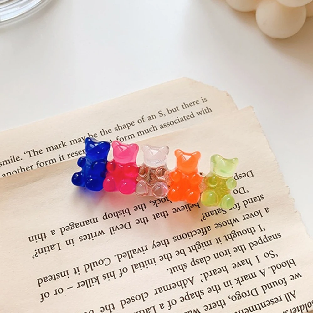 Bears Jelly Candy Mix Color Animal Hair Clips for Women Barrette Hairpin Duckbill Alligator Clip Hair Styling Tool