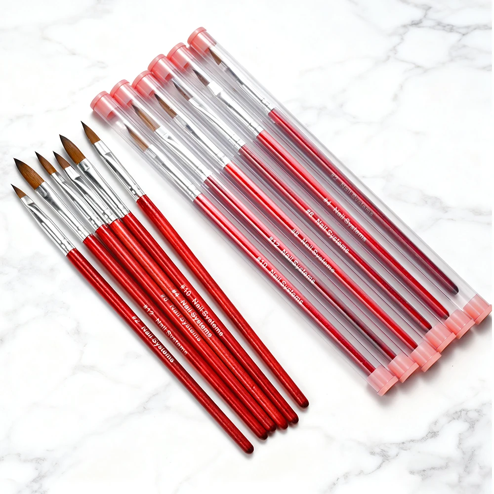 Brosse à ongles en acrylique, cheveux doux, Extension de poudre acrylique/constructeur de Gel/brosse à dessin pour sculpture 3D, outils de Salon de manucure, 1/6 pièces