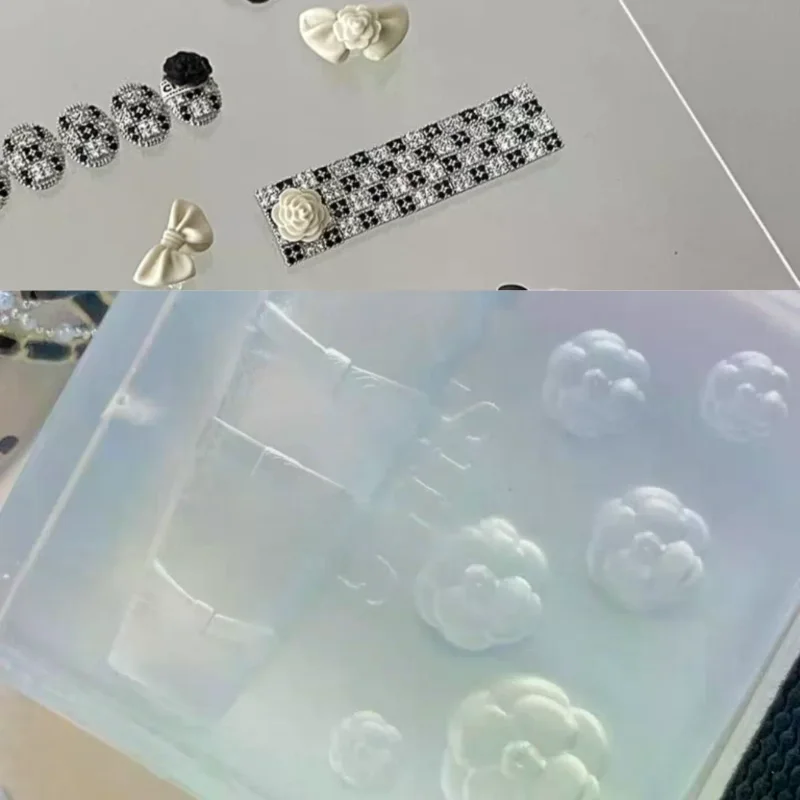 Sweet Bowknot 3D Silicone Nail Mold Camellia Flower Nails Templates DIY Nail Art Decoration Mani Design Tool for Nail Charms