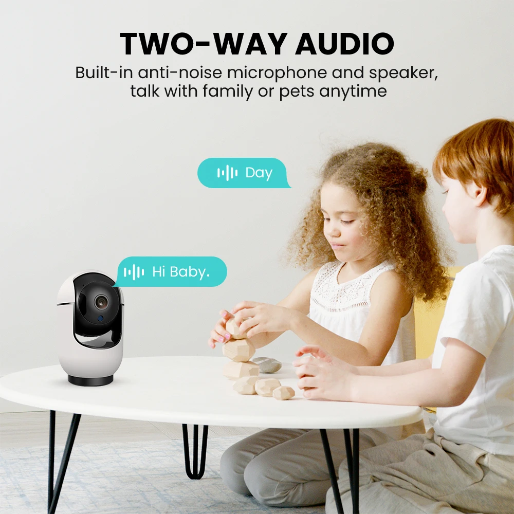 AVATTO WiFi IP Camera, Indoor Security Protection Two Way Audio 1080P Night Vision Baby Monitor CCTV Works for Alexa Google Home