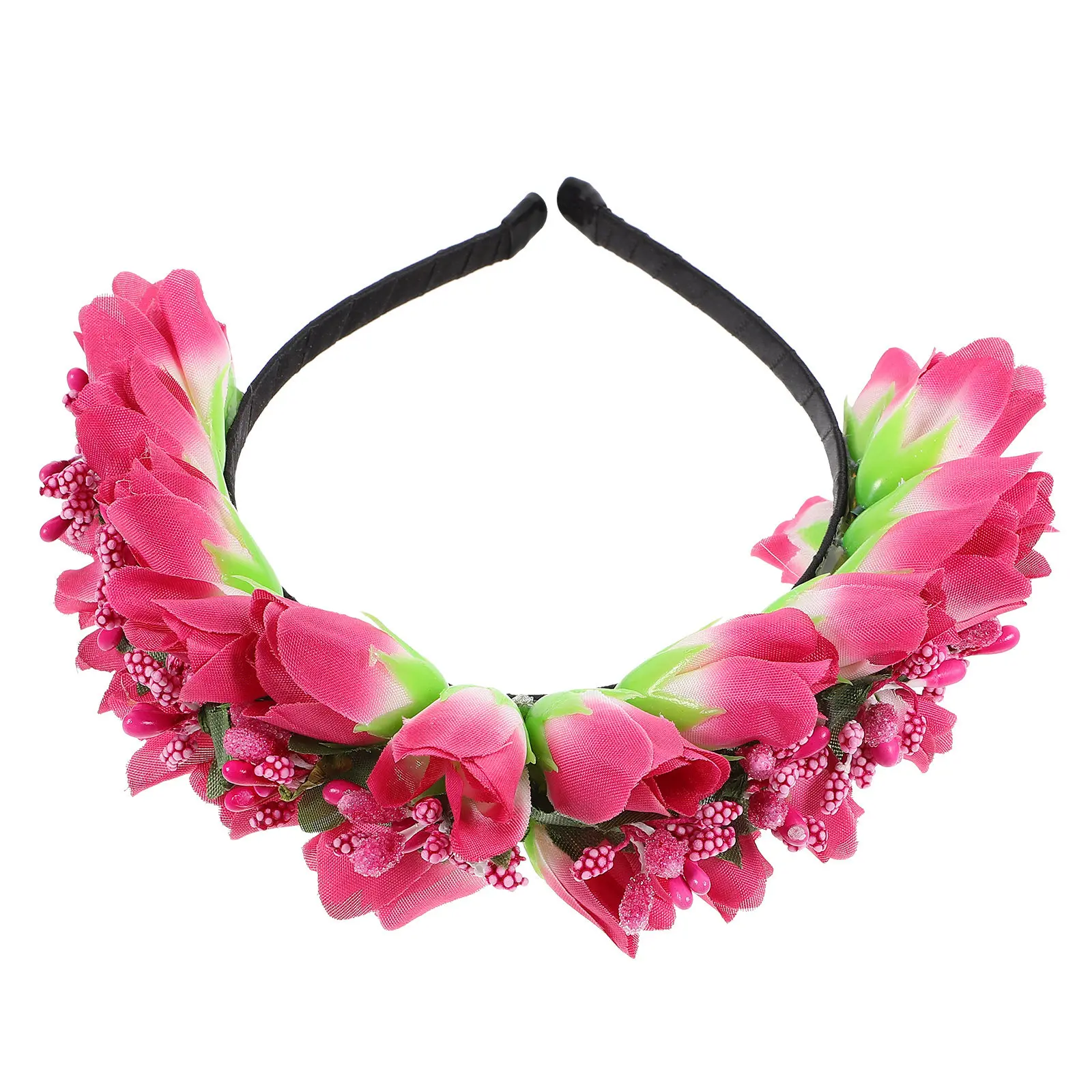 Tulip Flower Crown Headband for Women Wedding Bridal Party Floral Headpiece Fairy Accessory Lifelike Tulips Elegant Feminine