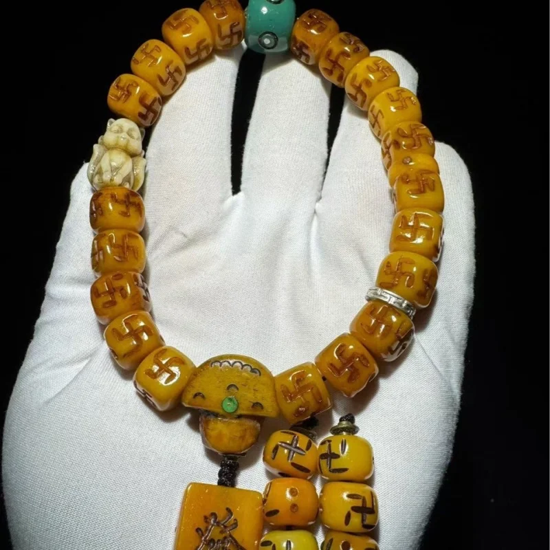 vintage bone , -, with symbol, Tibetan-style single-loop bracelet, collectible item
