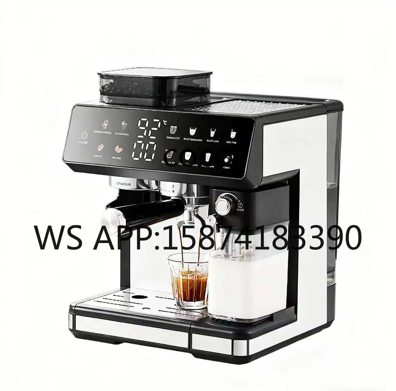 1350W Programmable Coffee Machine, CM5710 Stainless Steel Bean-to-Cup Brewer, NTC Temp Control Hot Cold Extraction for Family