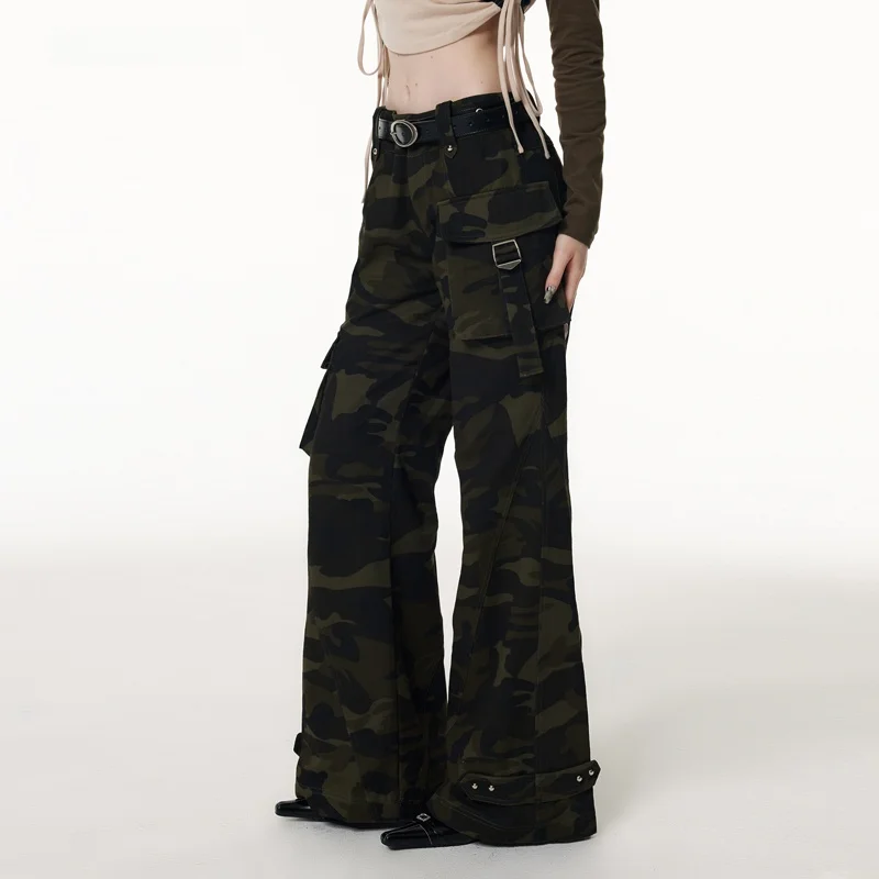 

Брюки-карго женские прямые, камуфляжные, свободного кроя, с широкими штанинами, весенний тренд