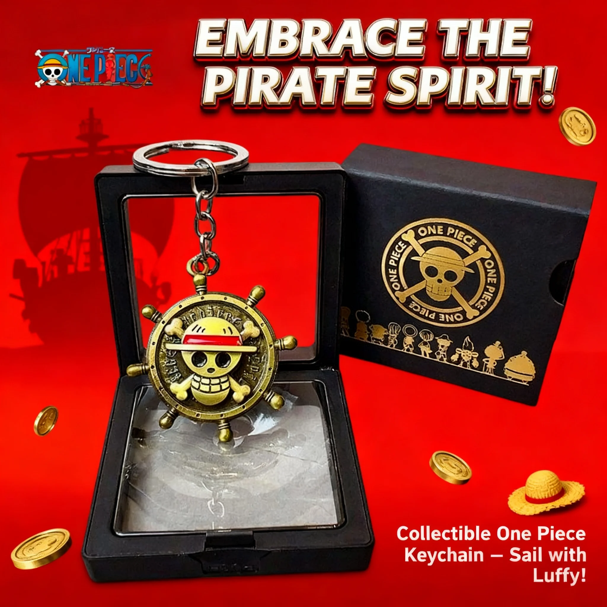 

One Piece Anime Keychain Cartoon Duffy Chopper Metal Pendant Backpack Jewelry Gift Box Retro Commemorative Pendant