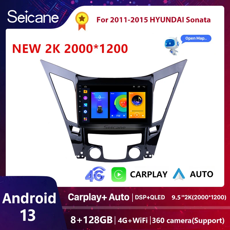 

Seicane автомобильный радиоприемник с GPS-плеем для Hyundai Sonata 6 YF 2009 2010-2014 Android 2 Din, мультимедийная стереосистема Carplay, навигация