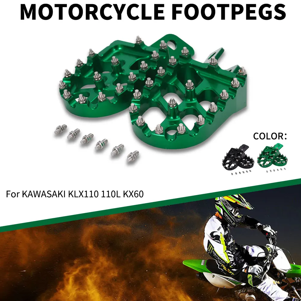 

Pedal Footrest Foot Peg Footpeg For KAWASAKI KLX110 2002-2024 KLX110L 2010-2024 KX60 1988-2003 Aluminium Motorcycle Accessories