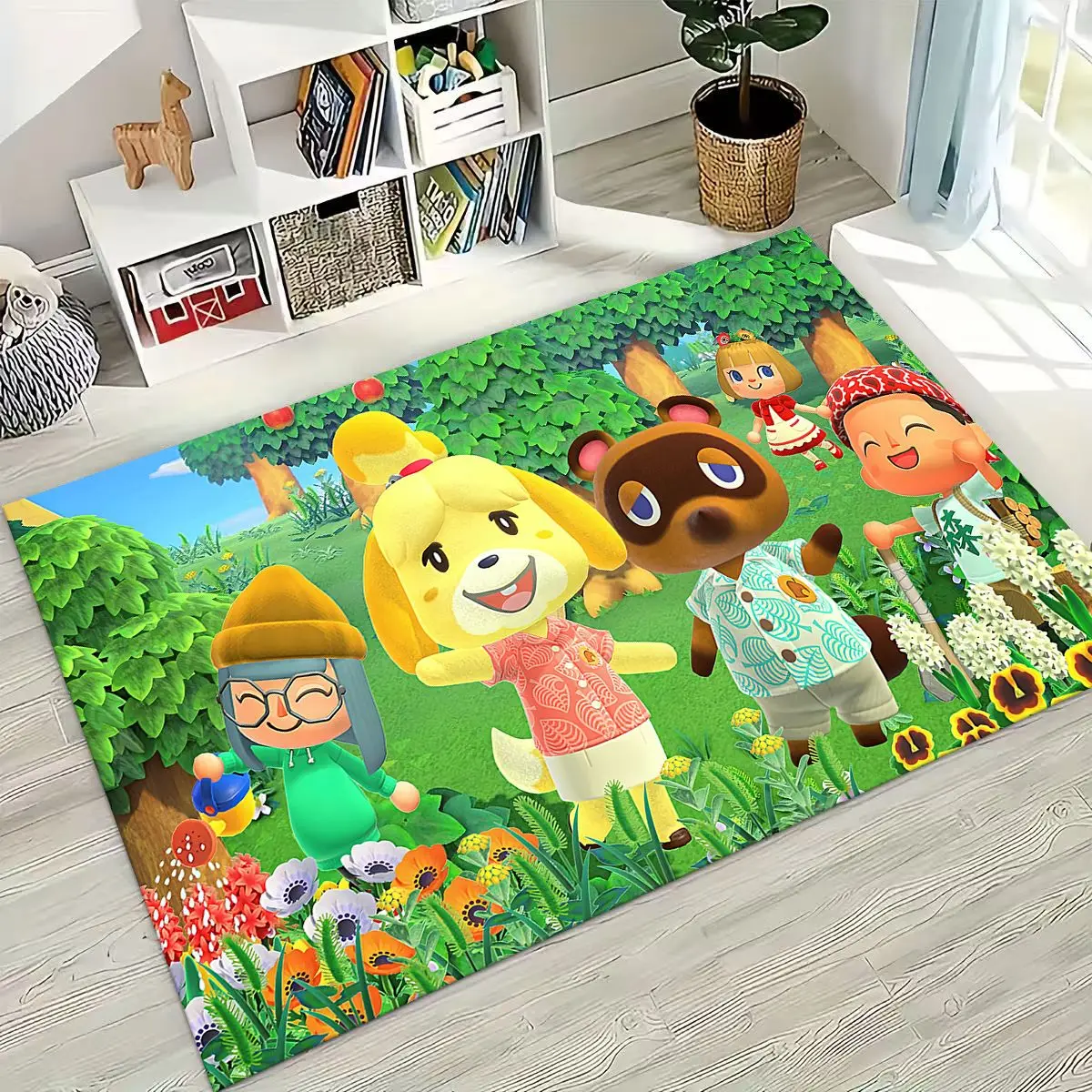 

Game Animal Crossing Wild World Cartoon Rug for Bedroom Living Room Sofa Home Doormat Decor, Large Kids Play Non-slip Floor Mat