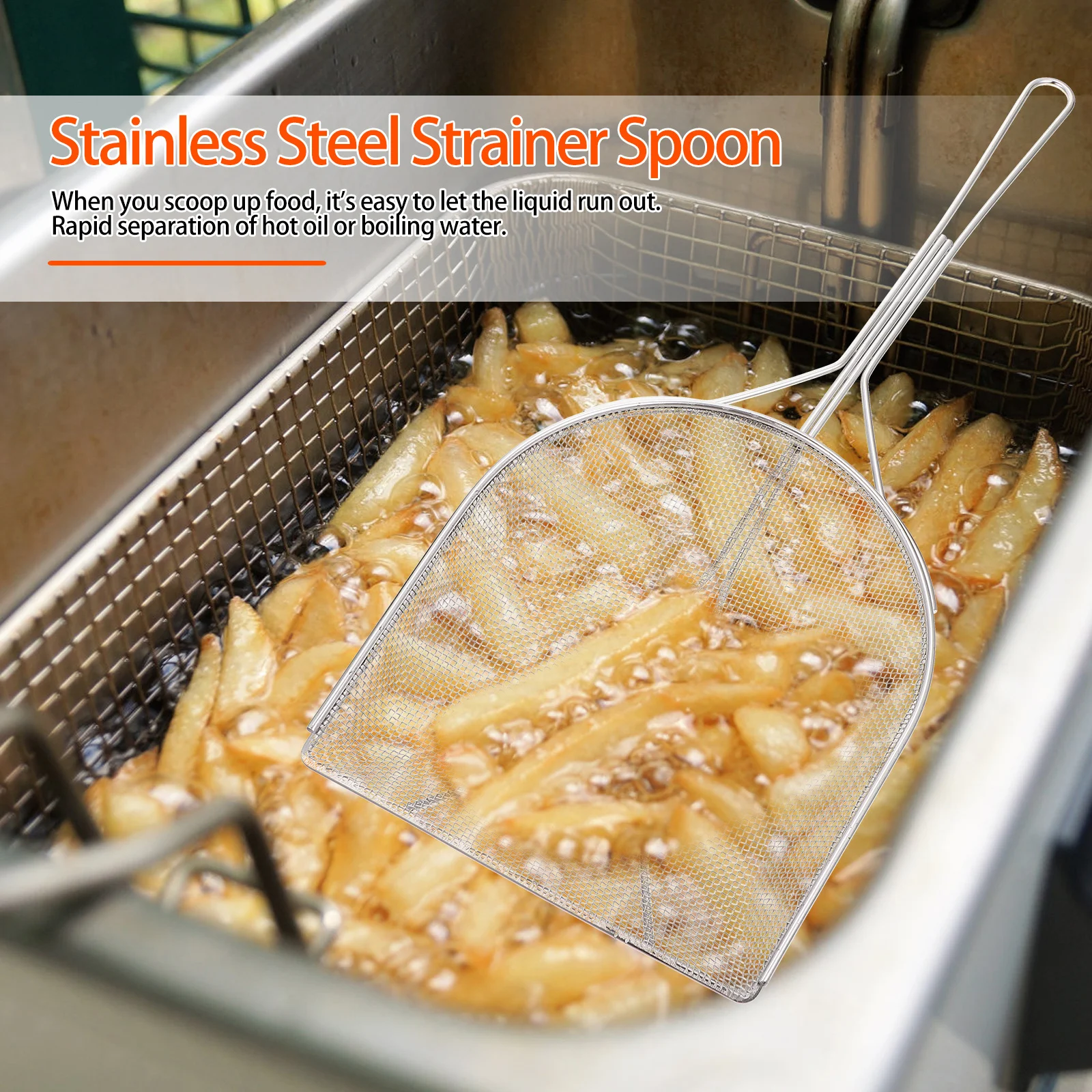 1 قطعة التخييم في الهواء الطلق الشحوم مغرفة الفولاذ المقاوم للصدأ غرامة شبكة مصفاة ملعقة خفيفة الوزن أواني الطبخ للقلي القشط مخيم