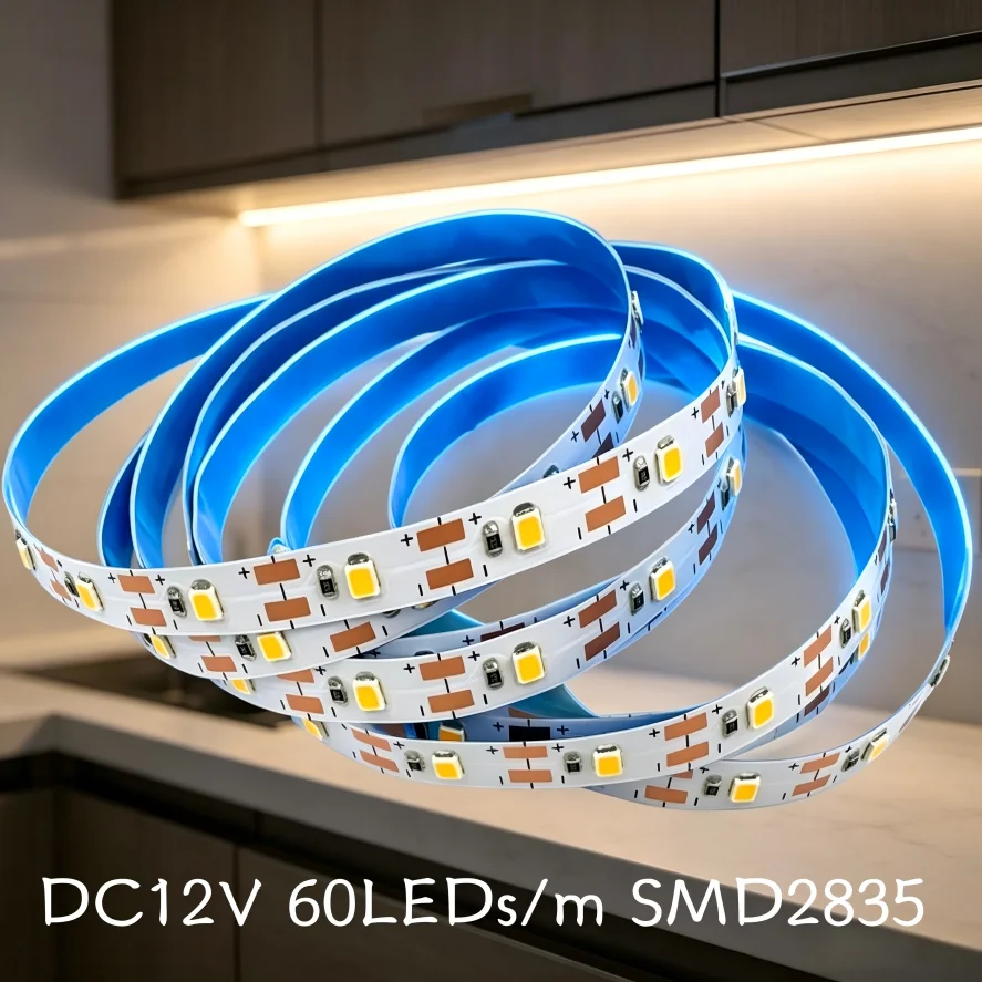 

LED Cabinet Light DC12V 60LEDs/m SMD2835 LED Strip Home Strip Flexible Cuttable Soft Lamp Bar LED Light Shelf Pantry Showcas