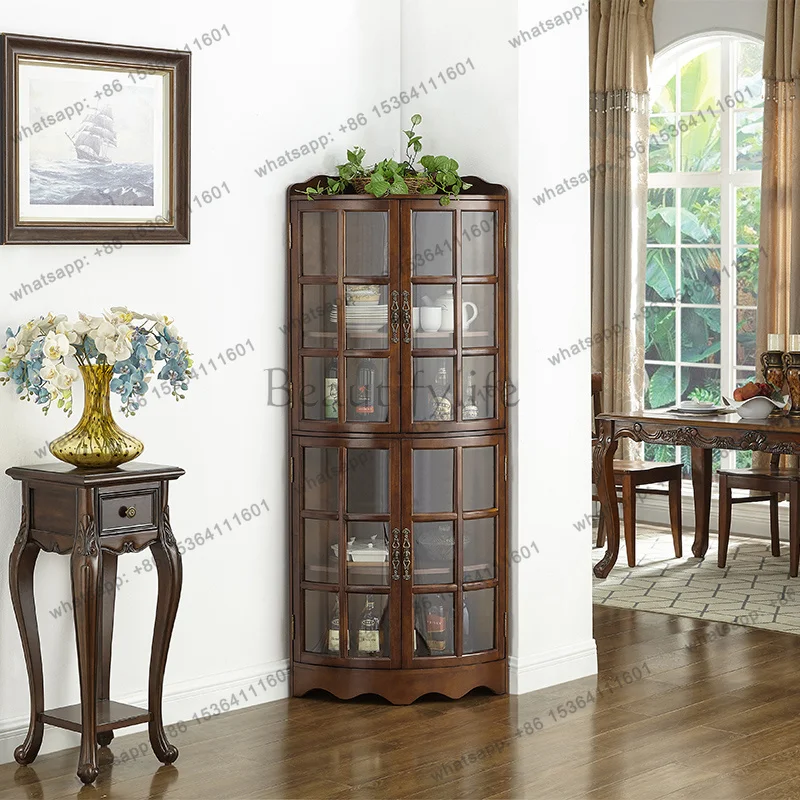 

triangular solid wood corner cabinet entrance corner dining side storage bookshelf living room