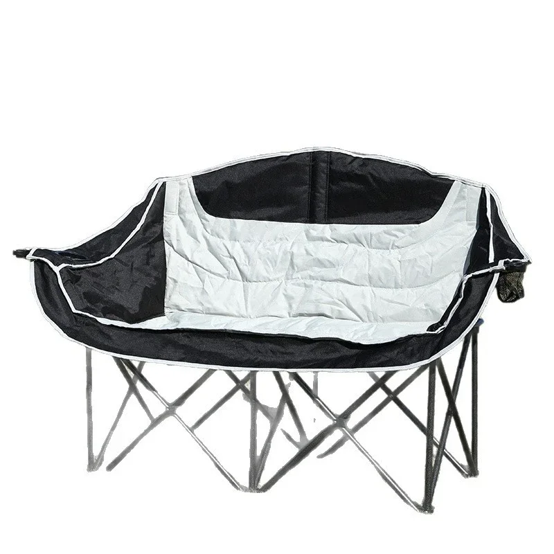 

Outdoor camping folding Portable double moon chair Thickened ultra-light camping chair Fishing with armrest