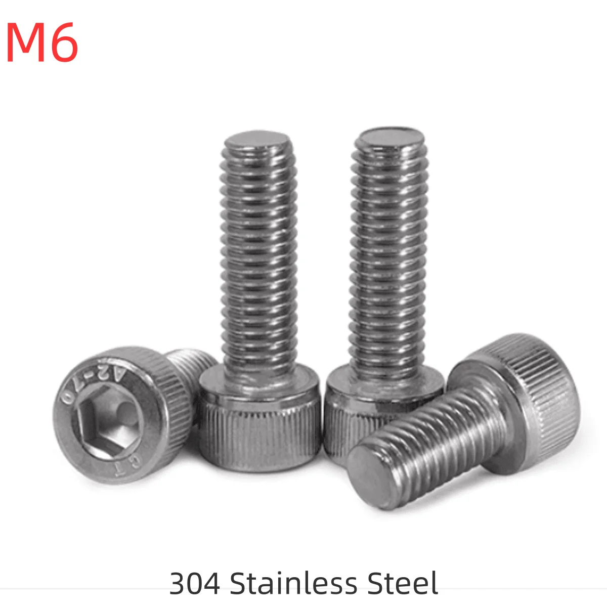 

M6 304 Stainless Steel 18-8 Socket Head Cap Screws Bolts Allen Socket Hex Drive Full Thread DIN 912 A2