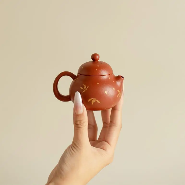 Mr. Shanji's Original Ore Zhuni Wenfan Kung Fu Tea Set Autumn Water Orchid Gold-Plated Ball Hole Filter Household Purple Clay